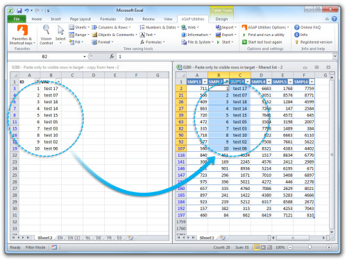 Copy visible cells in selection only to visible cells in the target range